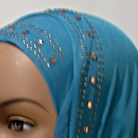 1 pc Instant Slip On Mona Style Hijab Turquoise Blue - Picture 3 of 3